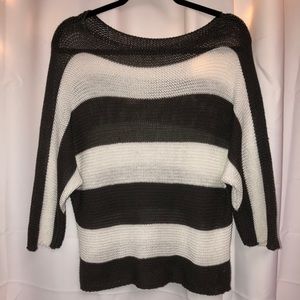 Gray & White Thick Striped Sweater